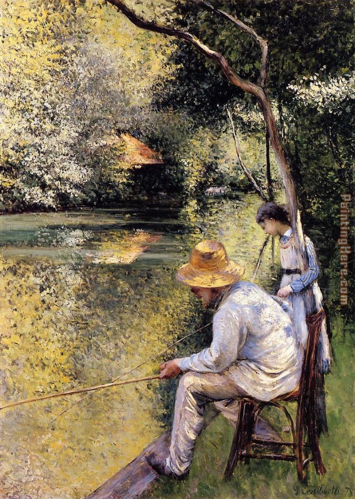 Fishing painting - Gustave Caillebotte Fishing art painting